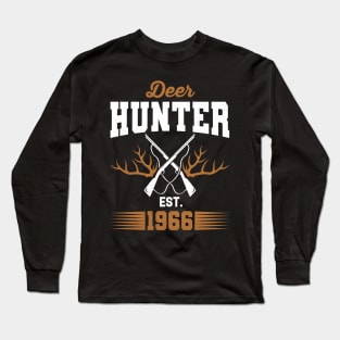 Gifts for 55 Year Old Deer Hunter 1966 Hunting 55th Birthday Gift Ideas Long Sleeve T-Shirt